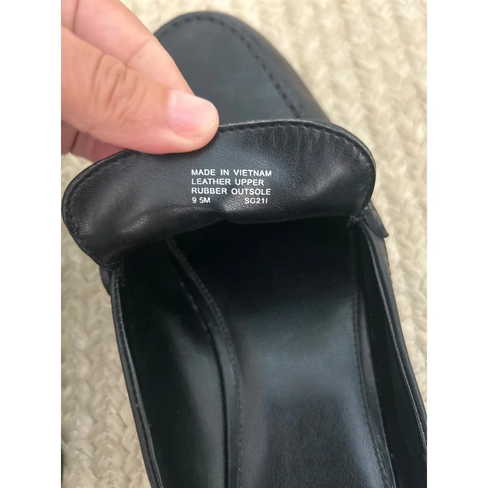 Michael Kors Black Leather Chain Link Mule Loafers SZ 9.5M
